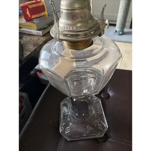 Scovill Mfg Co Glass Queen Anne Oil Lamp Clear Vintage